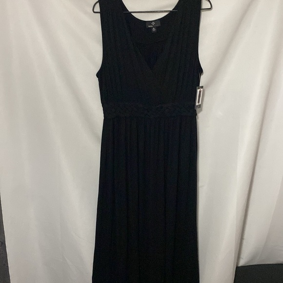 NWT Ronni Nicole size XL Black Sheath Maxi Dress Faux wrap braided elasticwaist - Picture 6 of 11